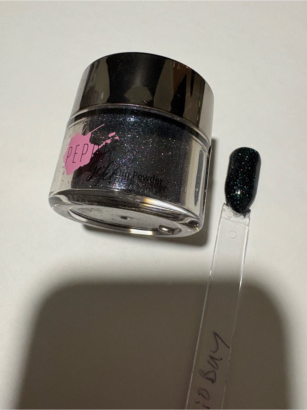 Peppi Gel Bio Bay black glittery dip nail powder